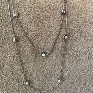 Brighton long adjustable silver necklace.
